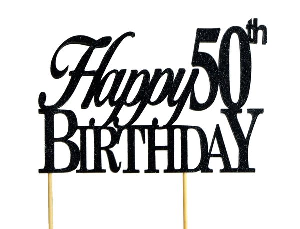 Download All About Details Black Happy 50th Birthday Cake Topper | All About Details