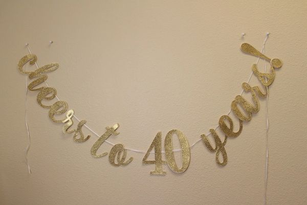 Gold All About Details™ 40 Years Blessed Cursive Banner 