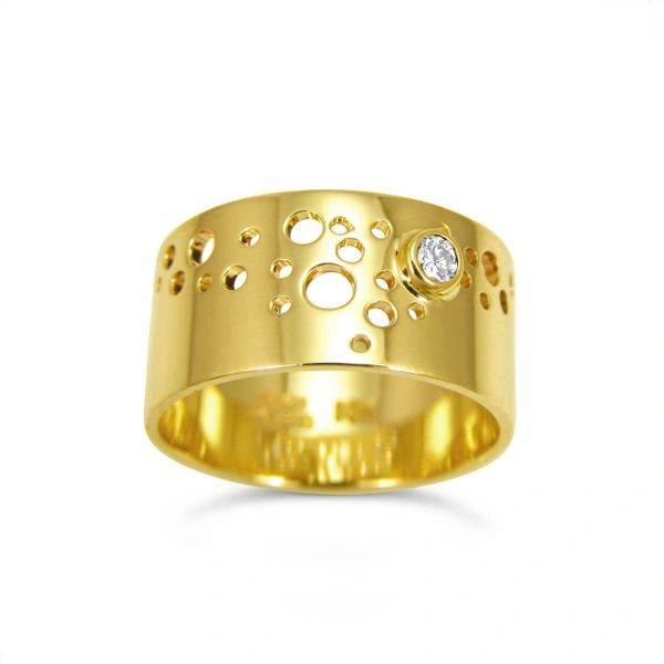 Gold Bubble Ring with Diamond