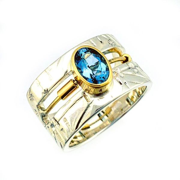 Time Traveler Straight Band Ring with Aquamarine