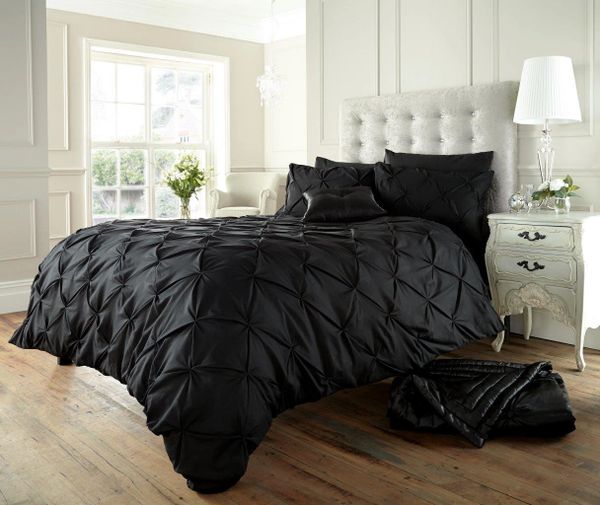 Black Diamond Pintuck Cotton Blend Duvet Cover Uk Discount Home