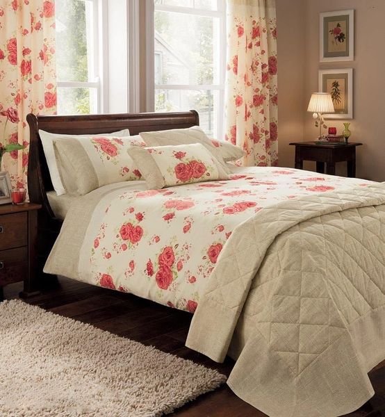 Rosa Cream Red Superking Quilt Cover Discount Home Textiles