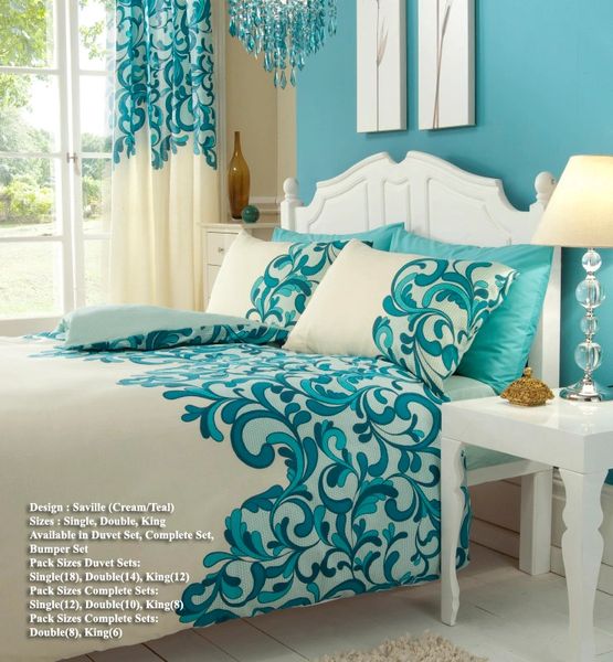 Saville Teal Superking Quilt Cover Discount Home Textiles