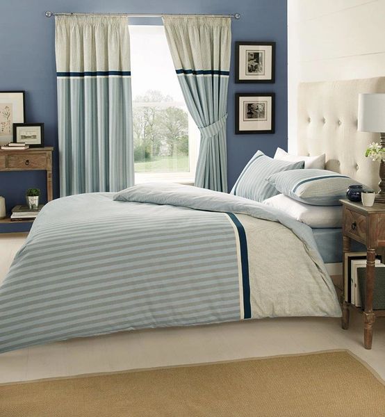 Blue Striped Cotton Blend Duvet Cover Uk Discount Home Textiles