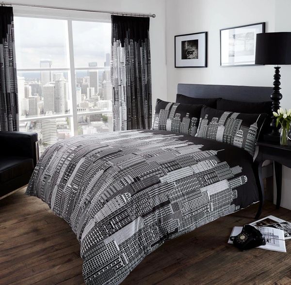 City Skyline Cotton Blend Duvet Cover Uk Discount Home Textiles