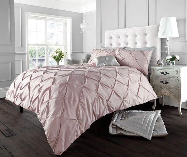 Pink Diamond Pintuck Cotton Blend Duvet Cover Uk Discount Home