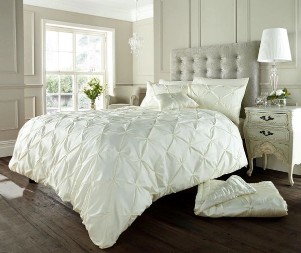 Cream Diamond Pintuck Cotton Blend Duvet Cover Uk Discount Home