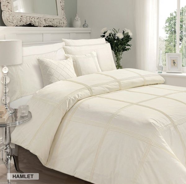 Cream Pintuck Style Cotton Blend Duvet Cover Uk Discount Home