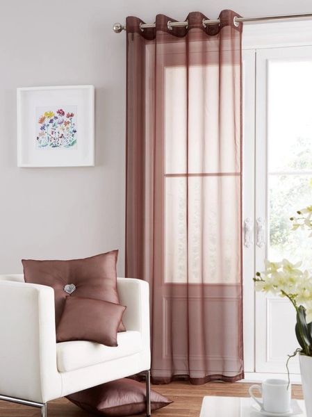 Swiss Voile Ring Top Chocolate Discount Home Textiles