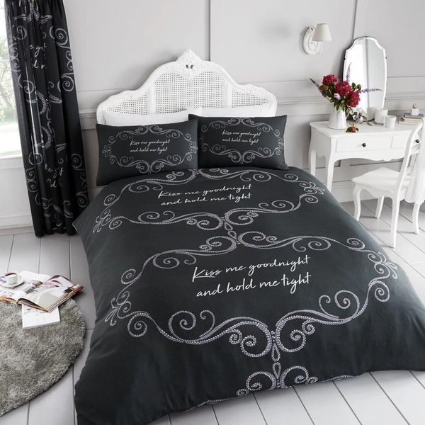 Kiss Me Goodnight Cotton Blend Duvet Cover Uk Discount Home