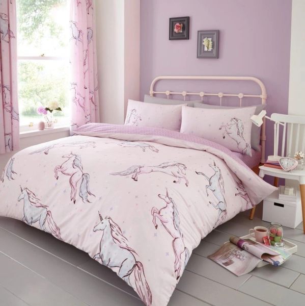 Pink Unicorn Cotton Blend Duvet Cover Uk Discount Home Textiles