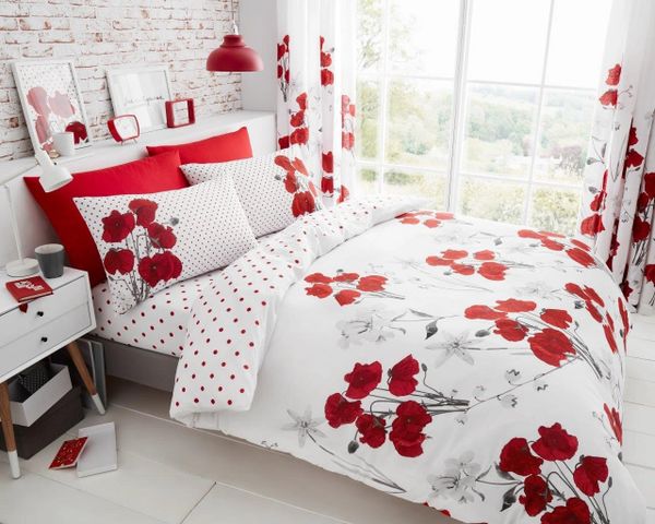 Poppy Red Cotton Blend Duvet Cover Uk Discount Home Textiles