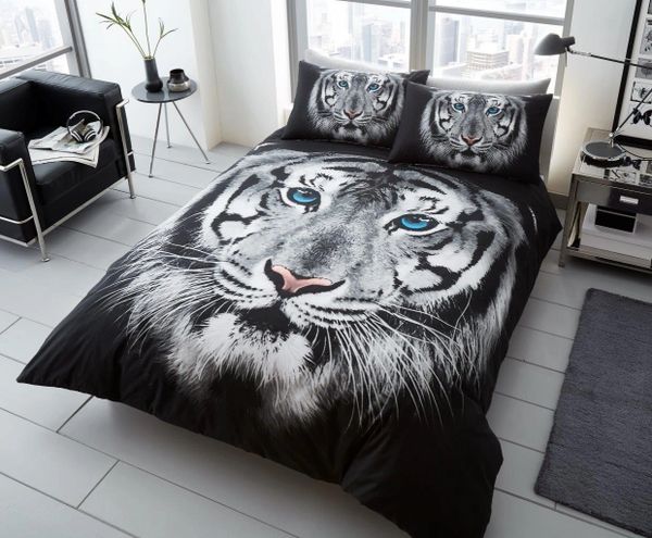 Tiger Black White Cotton Blend Duvet Cover Uk Discount Home