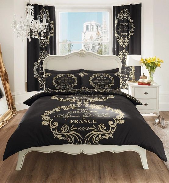 Paris Black Cotton Blend Duvet Cover Uk Discount Home Textiles