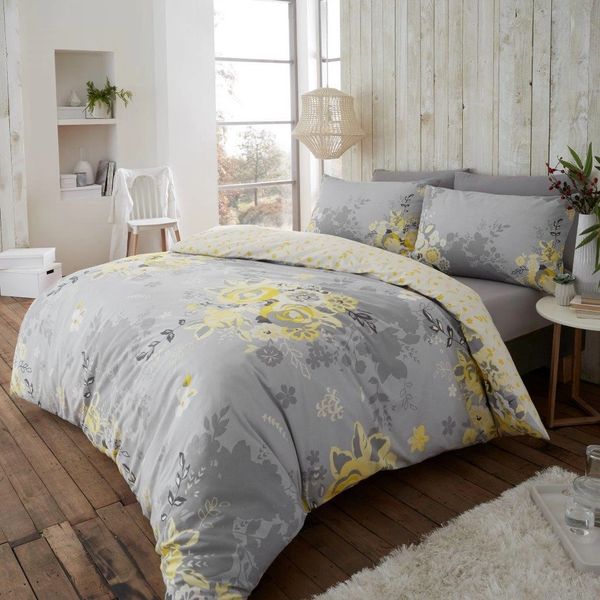 Eaton Mustard Flannelette Duvet Cover Discount Home Textiles