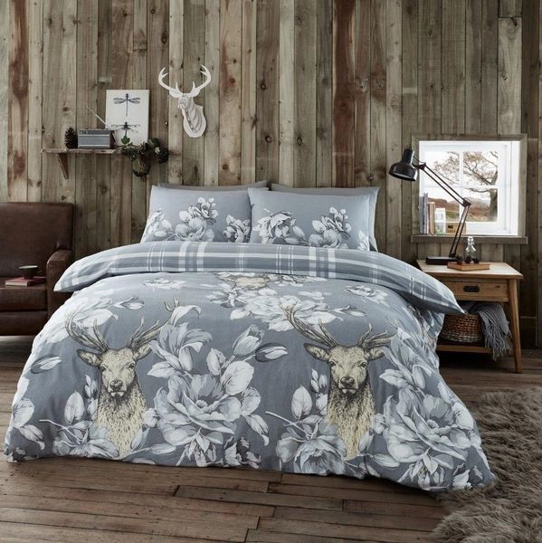 Stag Grey Flannelette Duvet Cover Discount Home Textiles