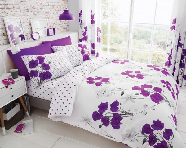 Poppy Aubergine Cotton Blend Duvet Cover Uk Discount Home