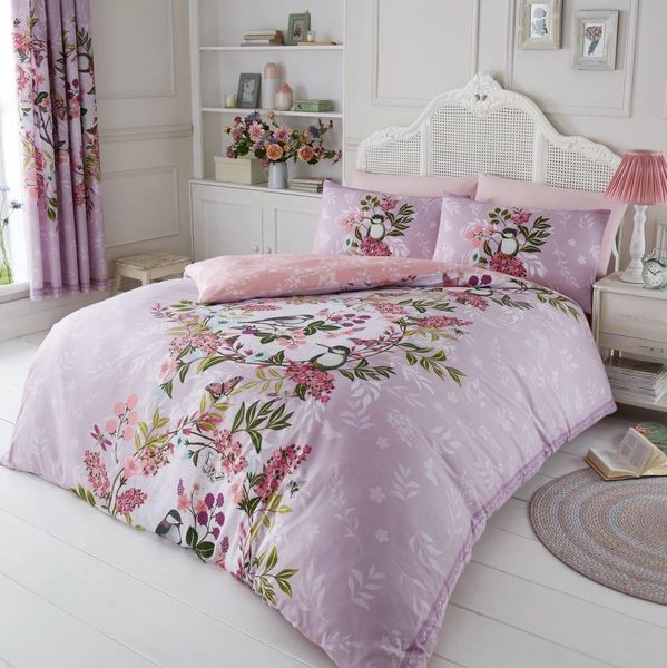 Lilac Floral Cotton Blend Duvet Cover Uk Discount Home Textiles