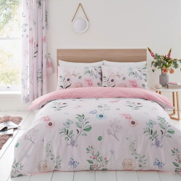 Pink Floral Cotton Blend Duvet Cover Uk Discount Home Textiles