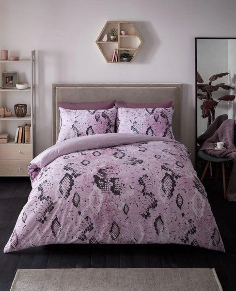 Snake Skin Pink Cotton Blend Duvet Cover Uk Discount Home