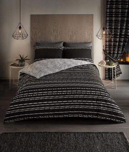 Black Stripe Cotton Blend Duvet Cover Uk Discount Home Textiles