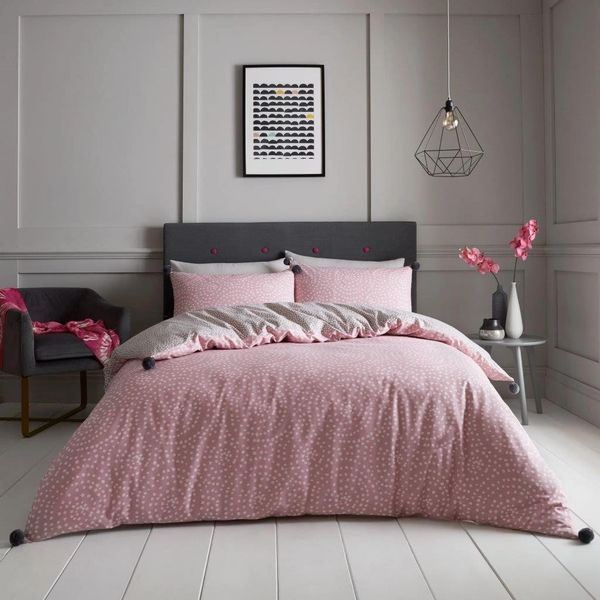 Blush Pink Pom Pom Cotton Blend Duvet Cover Uk Discount Home