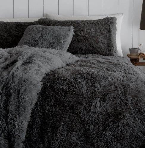 Charcoal Faux Fur Duvet Cover Uk Discount Home Textiles Beds