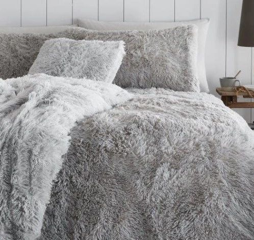 Silver Grey Faux Fur Duvet Cover Uk Discount Home Textiles