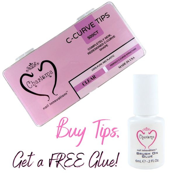 BLACK FRIDAY DEAL: BUY a Charisma Nail C-Curve Tips 550ct Clear Tip Box GET a Brush On Glue FREE with purchase