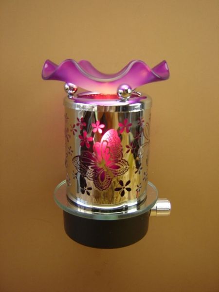 Silver Metallic Purple Butterfly Fragrance Oil Warmer
