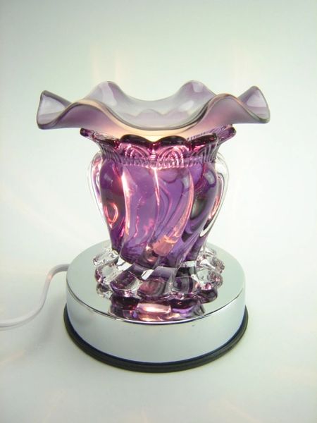 Purple Swirl Glass Lily 35 watt Oil Warmer