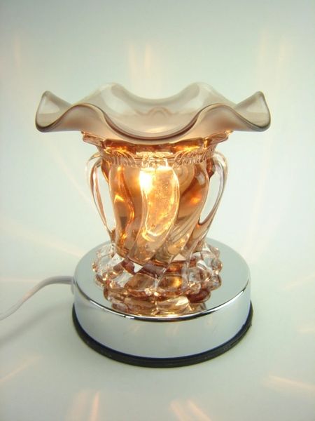 LIGHT BROWN Swirl Glass Lily 35 watt Oil Warmer