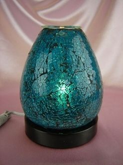 Mosaic Glass Teal Aroma Oil Touch Lamp 35watt