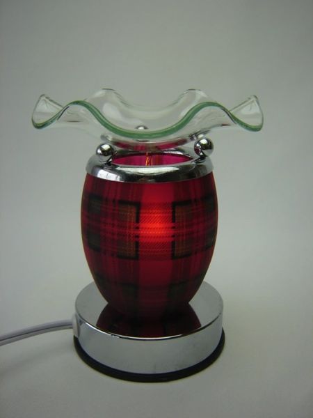 Red Plaid Glass Aroma Oil Warmer 35watt