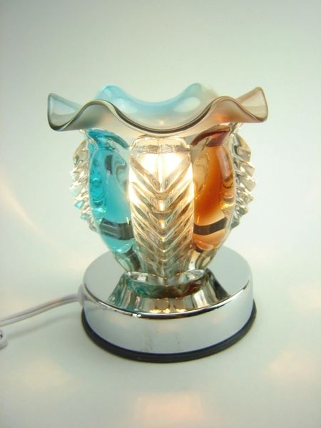 Multi Blue & Brown Glass Oil Warmer 35watt