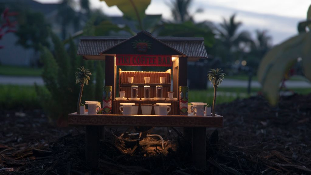 Tiki Coffee Bar at night