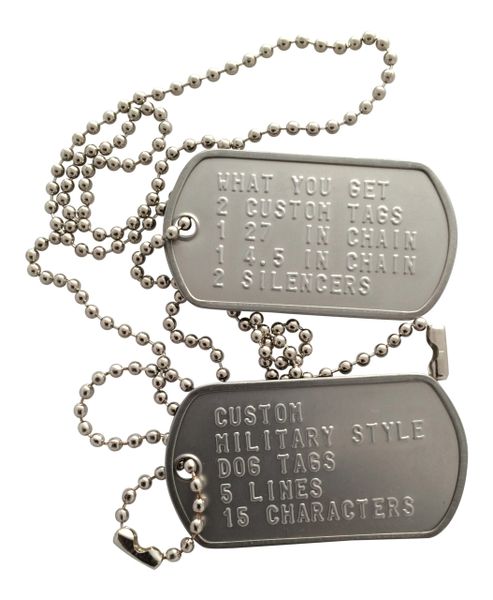 Custom Military Dog Tags  Sole USA Mfg of dog tag ball chains