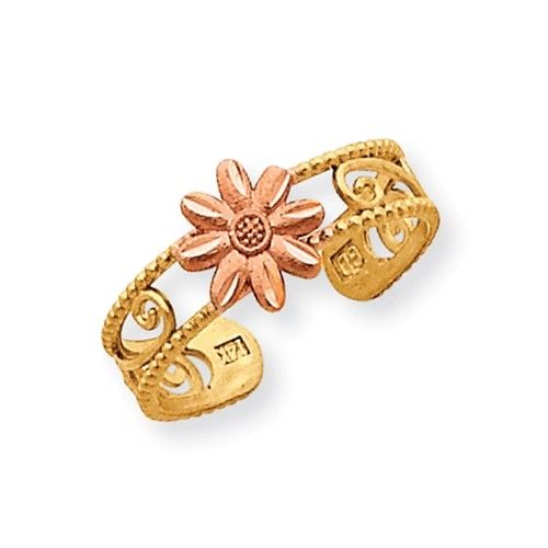 Two Tone Flower Toe Ring (JC-1118)