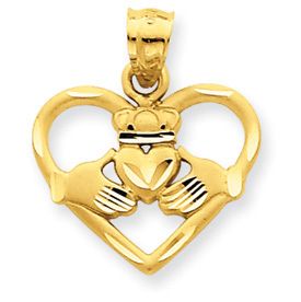 Diamond Cut Claddagh Heart Charm (JC-853)