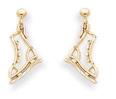 Polished Diamond Cut Ice Skate Dangle Post Earrings (JC-878)