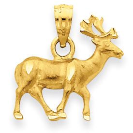 Diamond Cut Satin Finish Reindeer Charm (JC-964)