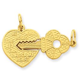 Large Heart & Key Break Apart Charm (JC-776)