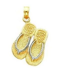 Two Tone Double Flip Flop Sandals Charm (JC-875)