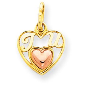 Two Tone"I Heart U" in Heart Charm (JC-080)