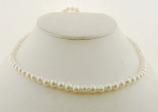 5.0 - 5.5 mm Cultured Saltwater Pearl Strand Necklace with 14K Gold Clasp