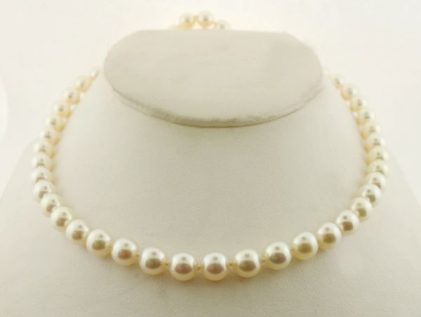 18" 7.0 - 7.5 mm Cultured Saltwater Pearl Strand Necklace with 14K Gold Clasp