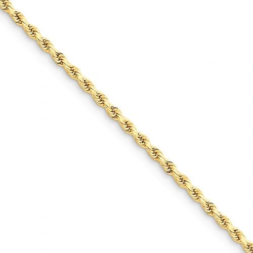 14k 2.75mm Diamond-Cut Rope With Lobster Clasp Chain