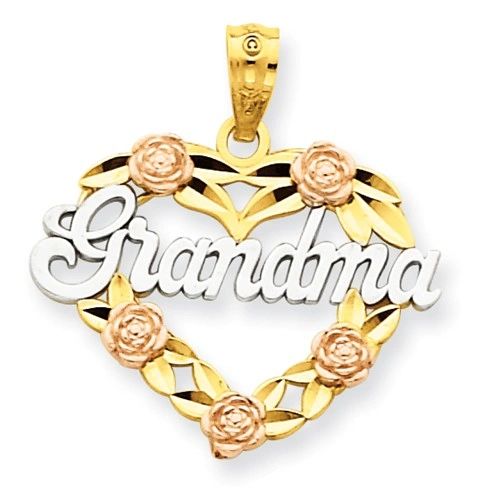 Two-Tone And Rhodium Grandma Heart Pendant (K2680)