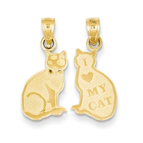 I Heart My Cat On Reverse Cat Pendant (D4238)