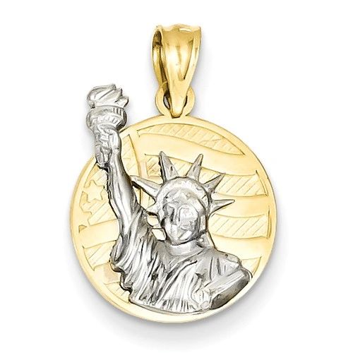 Lady Liberty On American Flag Disk Pendant (JC-028)